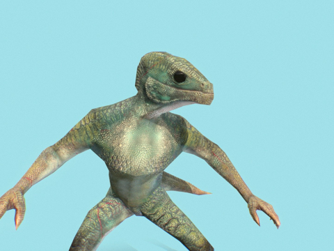  拟人化蜥蜴3d模型 