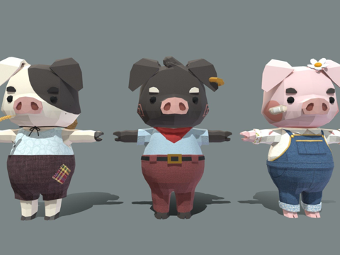  三只小猪3d模型 