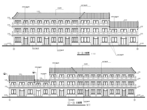 仿古商业街建筑CAD施工图集cad施工图