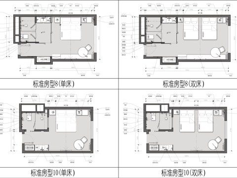20套酒店 标间 套房 最新平面施工图设计cad施工图