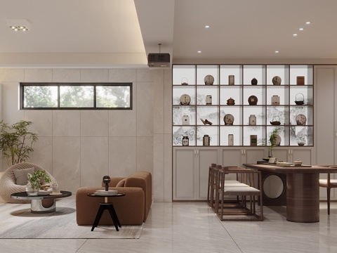  新中式茶室娱乐室3d模型 