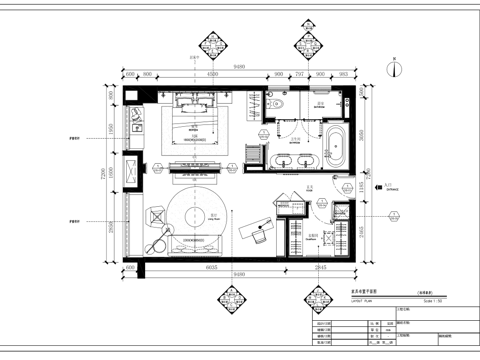 酒店大床房 标间 最新全套施工图设计cad施工图