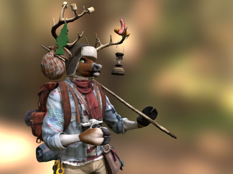  露营鹿头像第二人生扫描3d模型 