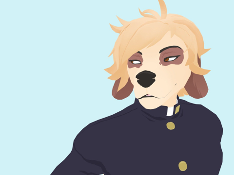  欧文犬学生聊天头像3d模型 