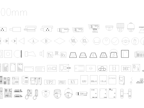 安防系统警报器电话电器CAD图例cad施工图