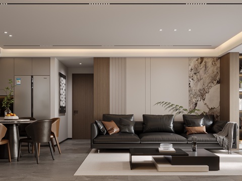  现代意式客餐厅3d模型 