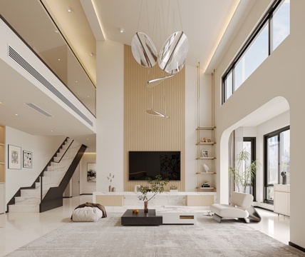  现代挑空别墅3d模型 