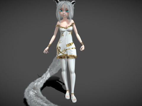  狐狸女孩卡通V23d模型3d模型 