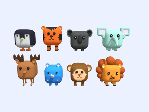  立方体野生动物3d模型3d模型 