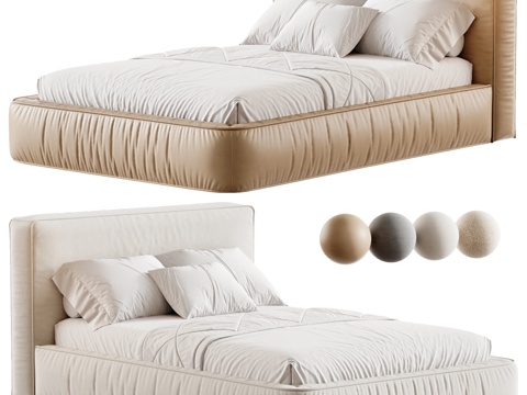  现代双人床3d模型 