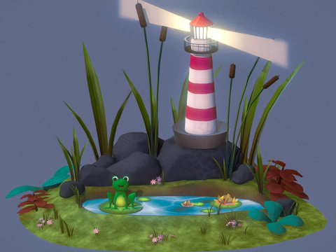  青蛙池塘3d模型 
