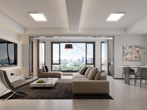  现代简约客餐厅3d模型 