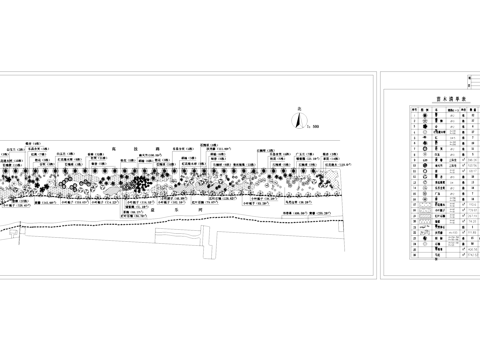 滨水河岸景观植物配置平面CAD施工图cad施工图