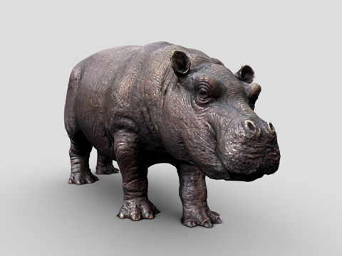  小河马雕塑3d模型 