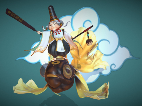  风格化生物作业惠比寿3d模型 