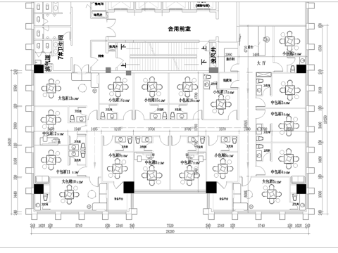 500平棋牌室 茶楼 最新平面施工图设计cad施工图