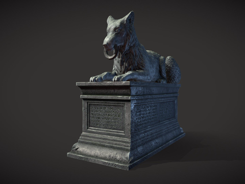  狼雕像3d模型 