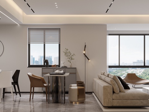  现代简约客餐厅3d模型 