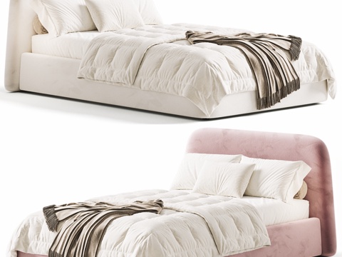  现代双人床3d模型 