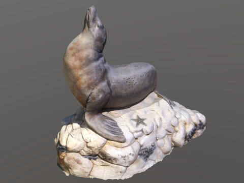  海狮雕像3d模型 