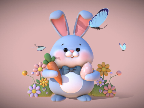  复活节欢乐兔3d模型 