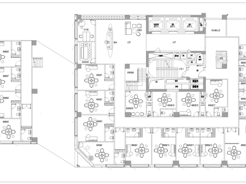 最新棋牌室 茶楼施工图设计cad施工图