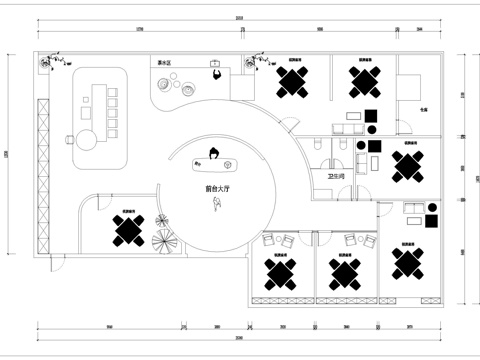 300平棋牌室 茶楼 最新平面施工图设计cad施工图