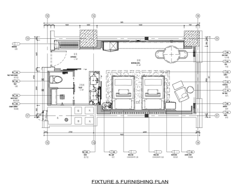 酒店大床房 标间 最新全套施工图设计cad施工图