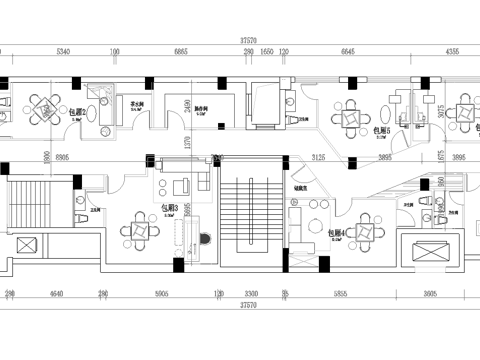 350平棋牌室 茶楼 最新平面施工图设计cad施工图