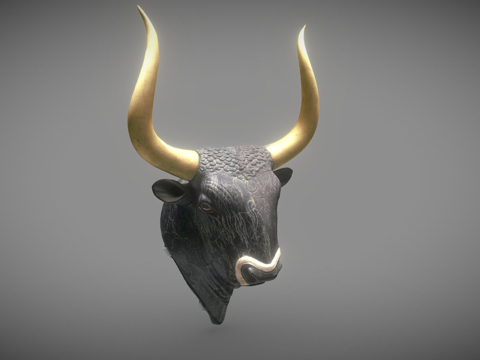  米诺斯公牛头角杯  克诺索斯克里特3d模型 