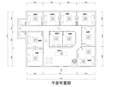200平棋牌室 茶楼 最新平面施工图设计cad施工图cad施工图