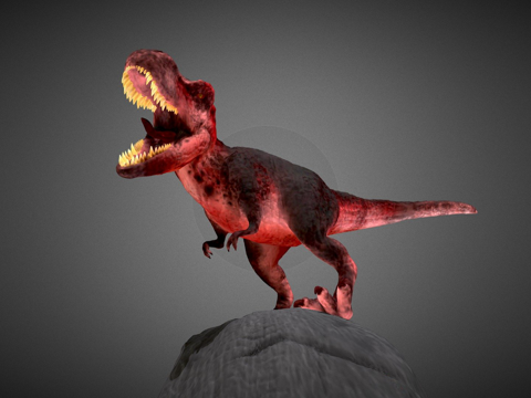  岩石上的霸王龙3d模型 