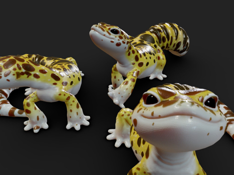  风格化豹纹守宫3d模型 