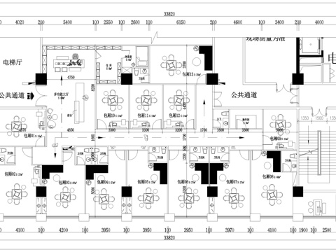 800平棋牌室 茶楼 最新平面施工图设计cad施工图