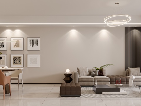  现代意式轻奢客餐厅3d模型 