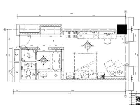 酒店大床房 标间 最新全套施工图设计cad施工图