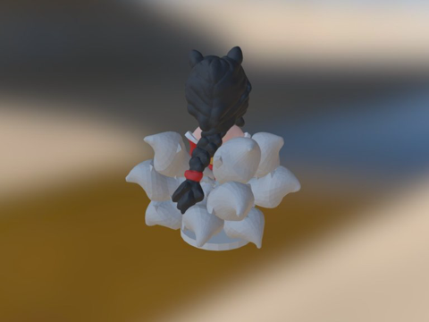  九尾狐阿狸宝宝带火球3d模型 