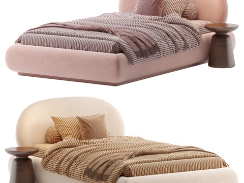  现代双人床3d模型 