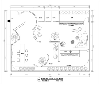 300平婚纱店 最新平面施工图设计cad施工图
