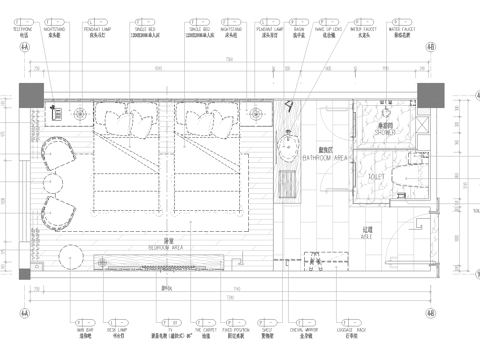 酒店标间 最新全套施工图设计cad施工图