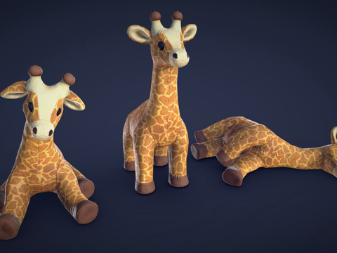  长颈鹿毛绒玩具游戏就绪3d模型 