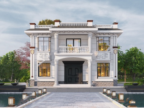 欧式别墅自建房 最新全套施工图设计cad施工图