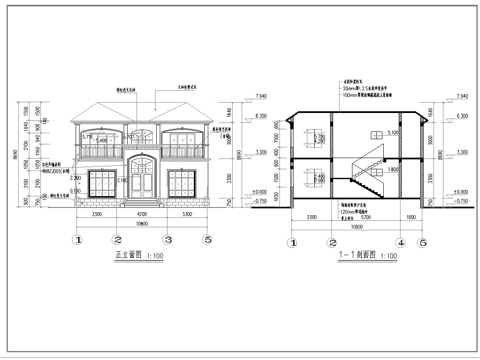  别墅建筑自建房 最新全套施工图设计cad施工图 