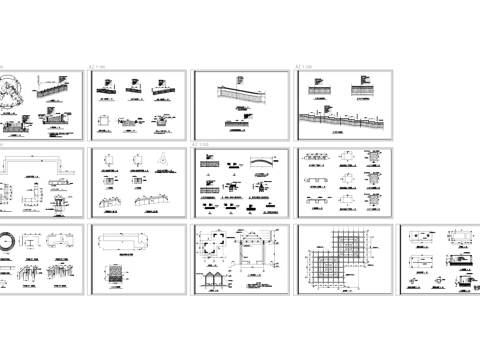 景观台阶铺装坐凳小品亭子CAD节点施工图合集cad施工图