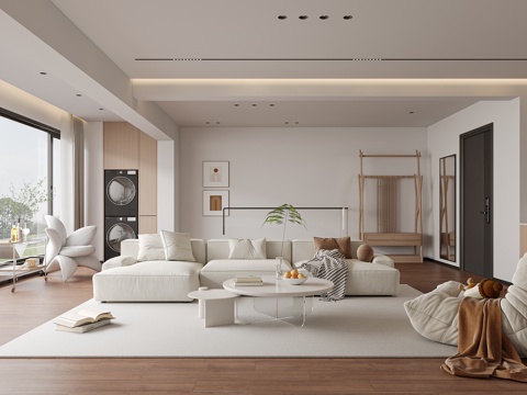  现代简约极简客餐厅3d模型 