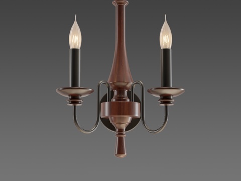  美式复古床头壁灯3d模型 