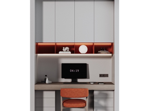  现代书桌椅3d模型 