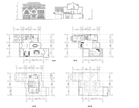 别墅建筑自建房 最新全套施工图设计cad施工图