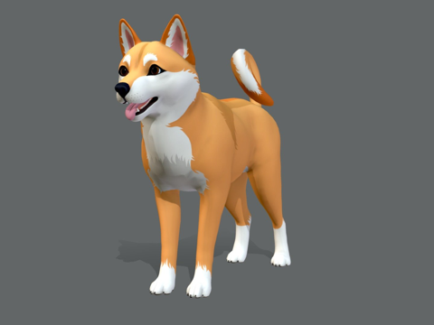  卡通狗  柴犬3d模型 