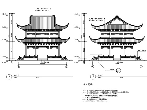 凤凰阁重檐歇山亭古建全套CAD施工图集cad施工图